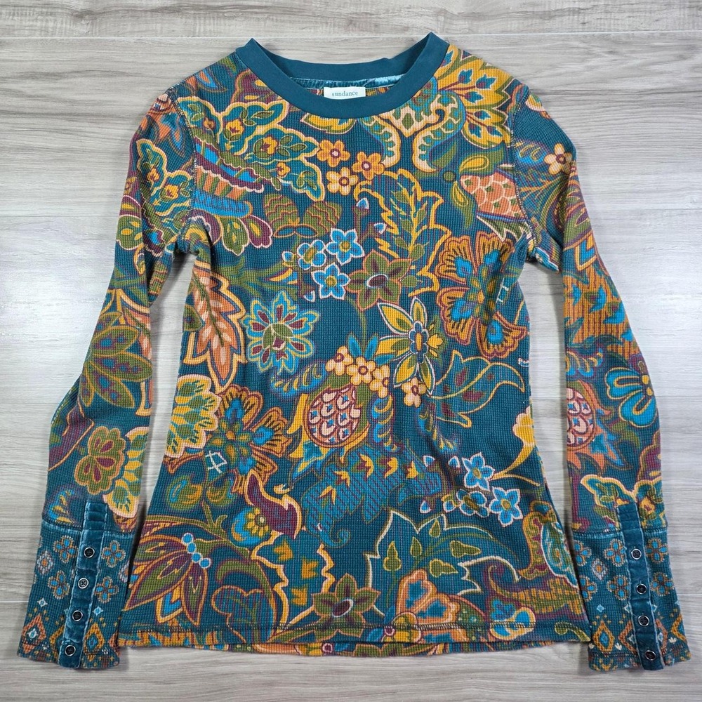 Sundance Thermal Long Sleeve Foral Top Shirt